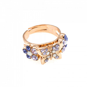 Inel placat cu Aur roz de 24K, cu cristale Swarovski, Purple Rain | 7031-1062RG-Mov-7446