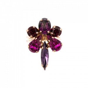 Inel placat cu Aur roz de 24K, cu cristale Swarovski, Xenia - Odyssey | 7487-1091RG-Multicolor-8026