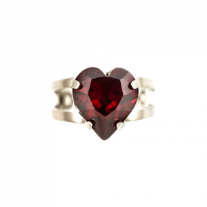Inel placat cu rodiu, cu cristale Swarovski, Lady In Red | 7100/2-208RO-Rosu-8206