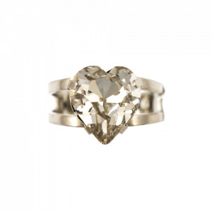 Inel placat cu rodiu, cu cristale Swarovski, Aura | 7100/2-001RO-Transparent-8196
