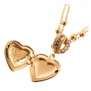 Pandantiv cu lant placat cu Aur roz de 24K, cu cristale Swarovski, Aura | 5003/2-1112RG-Multicolor-6776