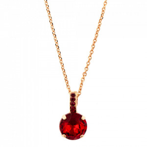 Pandantiv cu lant placat cu Aur roz de 24K, cu cristale Swarovski, July Lucky Birthstone | 5056-501501RG-Rosu-6366