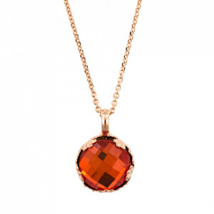 Pandantiv cu lant placat cu Aur roz de 24K, cu cristale originale, Lady In Red | 5323/2-236ARG