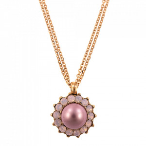 Pandantiv cu lant placat cu Aur roz de 24K, cu cristale Swarovski, Antigua | 5034/1-395121RG-Roz-6316
