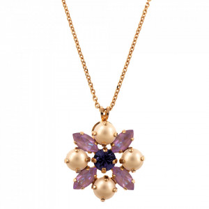 Pandantiv cu lant placat cu Aur roz de 24K, cu cristale originale, Romance | 5435/4-139-10RG
