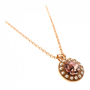 Pandantiv cu lant placat cu Aur roz de 24K, cu cristale Swarovski, Romance | 5129/1-139-10RG-Multicolor-7066
