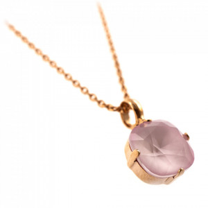 Pandantiv cu lant placat cu Aur roz de 24K, cu cristale Swarovski, Powder Rose | 5326/4-121RG-Roz-7376