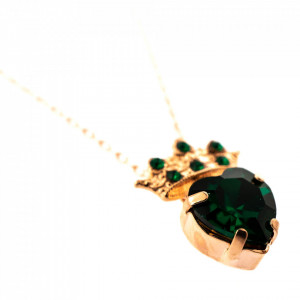 Pandantiv cu lant placat cu Aur roz de 24K, cu cristale Swarovski, Emerald | 5543-205RG-Verde-7396
