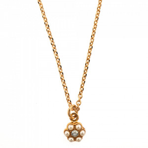 Pandantiv cu lant placat cu Aur roz de 24K, cu cristale Swarovski, Earl Grey | 5166/10-1132RG-Alb/Gri-9106