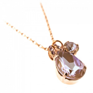 Pandantiv cu lant placat cu Aur roz de 24K, cu cristale Swarovski, Cappuccino DeLite | 5044/40-212148RG-Multicolor-6836