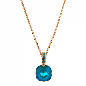Pandantiv cu lant placat cu Aur roz de 24K, cu cristale Swarovski, Nightfall | 5326/2-379142RG-Verde-6916