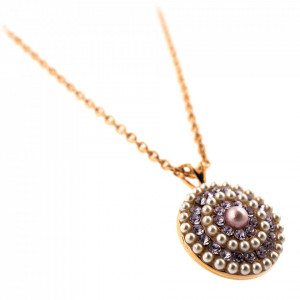 Pandantiv cu lant placat cu Aur roz de 24K, cu cristale Swarovski, Romance | 5193/1-139-10RG-Multicolor-7076