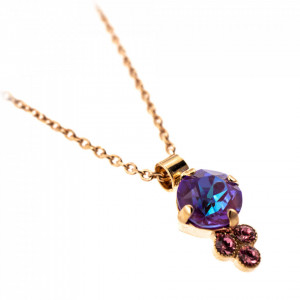 Pandantiv cu lant placat cu Aur roz de 24K, cu cristale Swarovski, Lavender | 5010/1-1910RG-Multicolor-8516