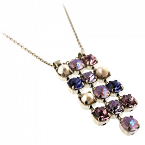 Pandantiv cu lant placat cu rodiu, cu cristale Swarovski, Romance | 5430/3-139-10RO-Multicolor-7386