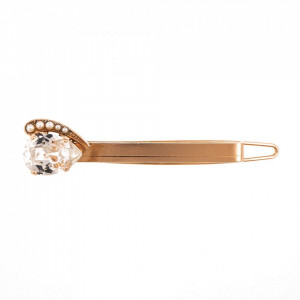 Agrafa de par placata cu Aur roz de 24K, cu cristale Swarovski, Crystal Pearl's | 9011-M48001RG-Transparent-6187