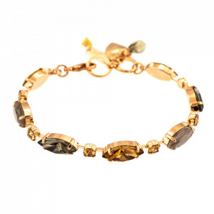 Bratara placata cu Aur roz de 24K, cu cristale Swarovski, Earl Grey | 4111/1-1132RG-Gri/Bej-9147