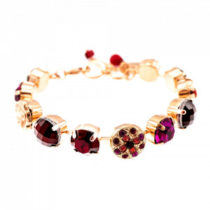 Bratara placata cu Aur roz de 24K, cu cristale Swarovski, FireFly | 4308-2140RG-Rosu-1507