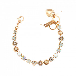Bratara placata cu Aur roz de 24K, cu cristale Swarovski, Seashell | 4028-M1201RG-Alb-1027