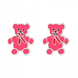 Cercei Argint 925 pentru copii, Little Pink Bear-Roz-8287