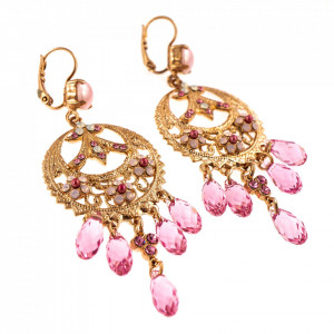 Cercei placati cu Aur roz de 24K, cu cristale Swarovski, Antigua | 1043/1-223-1RG6-Roz-1777