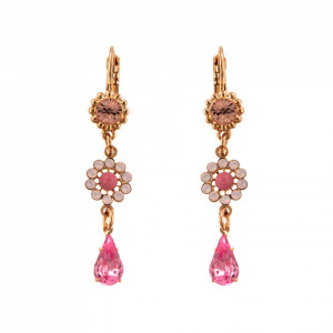 Cercei placati cu Aur roz de 24K, cu cristale Swarovski, Antigua | 1111-223-1RG6-Roz-1947