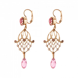 Cercei placati cu Aur roz de 24K, cu cristale Swarovski, Antigua | 1213-223-1RG6-Roz-5847