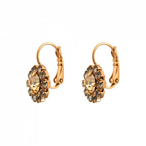 Cercei placati cu Aur roz de 24K, cu cristale Swarovski, Earl Grey | 1032/15-1132RG6-Gri/Bej-9097