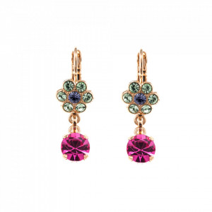 Cercei placati cu Aur roz de 24K, cu cristale Swarovski, Flower Power | 1173/3-M803RG6-Multicolor-5387