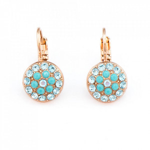 Cercei placati cu Aur roz de 24K, cu cristale originale, Sapphire Sky | 1416-2672RG6