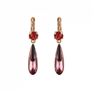 Cercei placati cu Aur roz de 24K, cu cristale Swarovski, Xenia - Odyssey | 1030/5-1091RG6-Multicolor-1357
