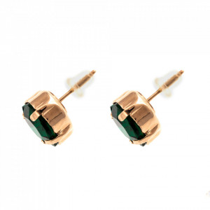 Cercei placati cu Aur roz de 24K, cu cristale Swarovski, Emerald | 1100/2-205RG2-Verde-2147