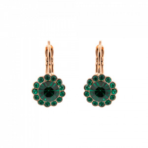 Cercei placati cu Aur roz de 24K, cu cristale Swarovski, Emerald | 1133-205205RG6-Verde-2027