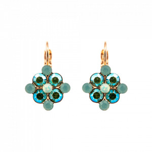 Cercei placati cu Aur roz de 24K, cu cristale Swarovski, Fern | 1164/1-2143RG6-Verde-5367