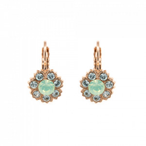 Cercei placati cu Aur roz de 24K, cu cristale Swarovski, Fern | 1411/2-1065RG6-Verde-5547