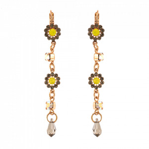 Cercei placati cu Aur roz de 24K, cu cristale Swarovski, Lemon Emigrant | 1111/3-1121RG6