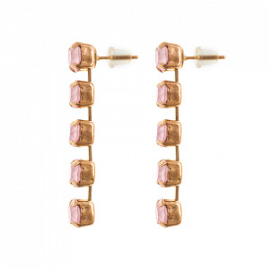 Cercei placati cu Aur roz de 24K, cu cristale Swarovski, Powder Rose | 1430/5-121121RG2-Roz-6057
