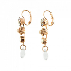 Cercei placati cu Aur roz de 24K, cu cristale Swarovski, Seashell | 1320-M1201RG6-Alb-5777