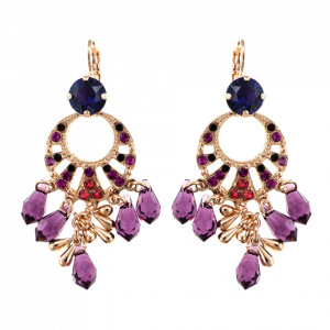 Cercei placati cu Aur roz de 24K, cu cristale Swarovski, Xenia - Odyssey | 1036/2-1091RG6-Multicolor-1437