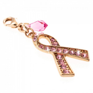 Charm placat cu Aur roz de 24K, cu cristale Swarovski, Cancer Awareness | 6255-223RG-Roz-1657