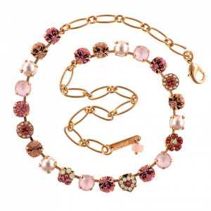 Colier placat cu Aur roz de 24K, cu cristale Swarovski, Antigua | 3069-223-1RG-Roz-6717