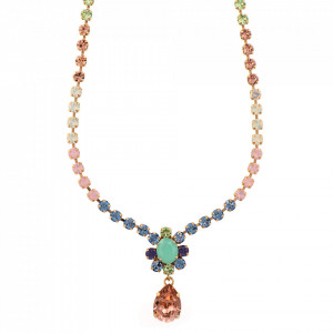 Colier placat cu Aur roz de 24K, cu cristale Swarovski, California Dreaming | 3156/2-1067RG-Multicolor-6117