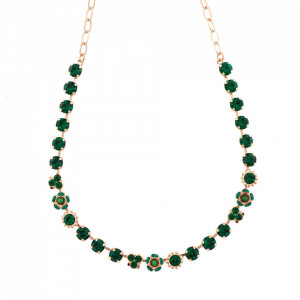 Colier placat cu Aur roz de 24K, cu cristale Swarovski, Emerald | 3028/1-205205RG-Verde-6247