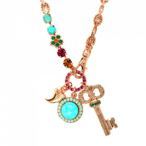 Colier placat cu Aur roz de 24K, cu cristale Swarovski, Happy Days | 3423-M1007rg-Multicolor-6237