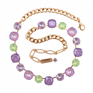 Colier placat cu Aur roz de 24K, cu cristale Swarovski, Lavender | 3326/90-1910RG-Multicolor-6687