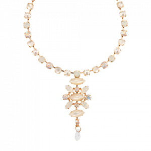 Colier placat cu Aur roz de 24K, cu cristale Swarovski, Seashell | 3106/1-M1201RG-Alb-6317