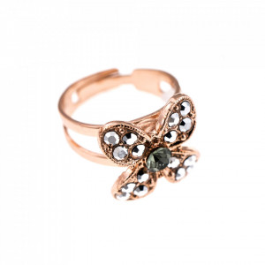 Inel placat cu Aur roz de 24K, cu cristale originale, Black Diamond | 7030-747RG