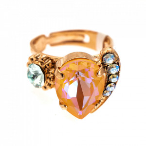 Inel placat cu Aur roz de 24K, cu cristale Swarovski, Gardenia | 72009-1913RG-Multicolor-7757