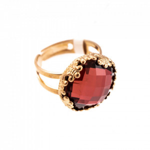 Inel placat cu Aur roz de 24K, cu cristale Swarovski, Lady In Red | 7220-515ARG-Rosu-7517