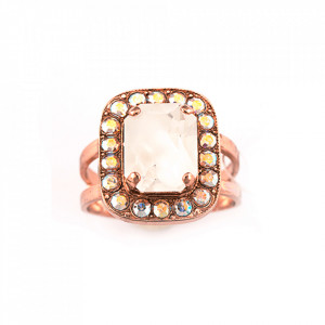 Inel placat cu Aur roz de 24K, cu cristale Swarovski, Seashell | 7040/1-1201RG-Alb-7837