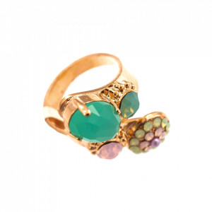 Inel placat cu Aur roz de 24K, cu cristale Swarovski, California Dreaming | 7416-1342RG-Multicolor-7967